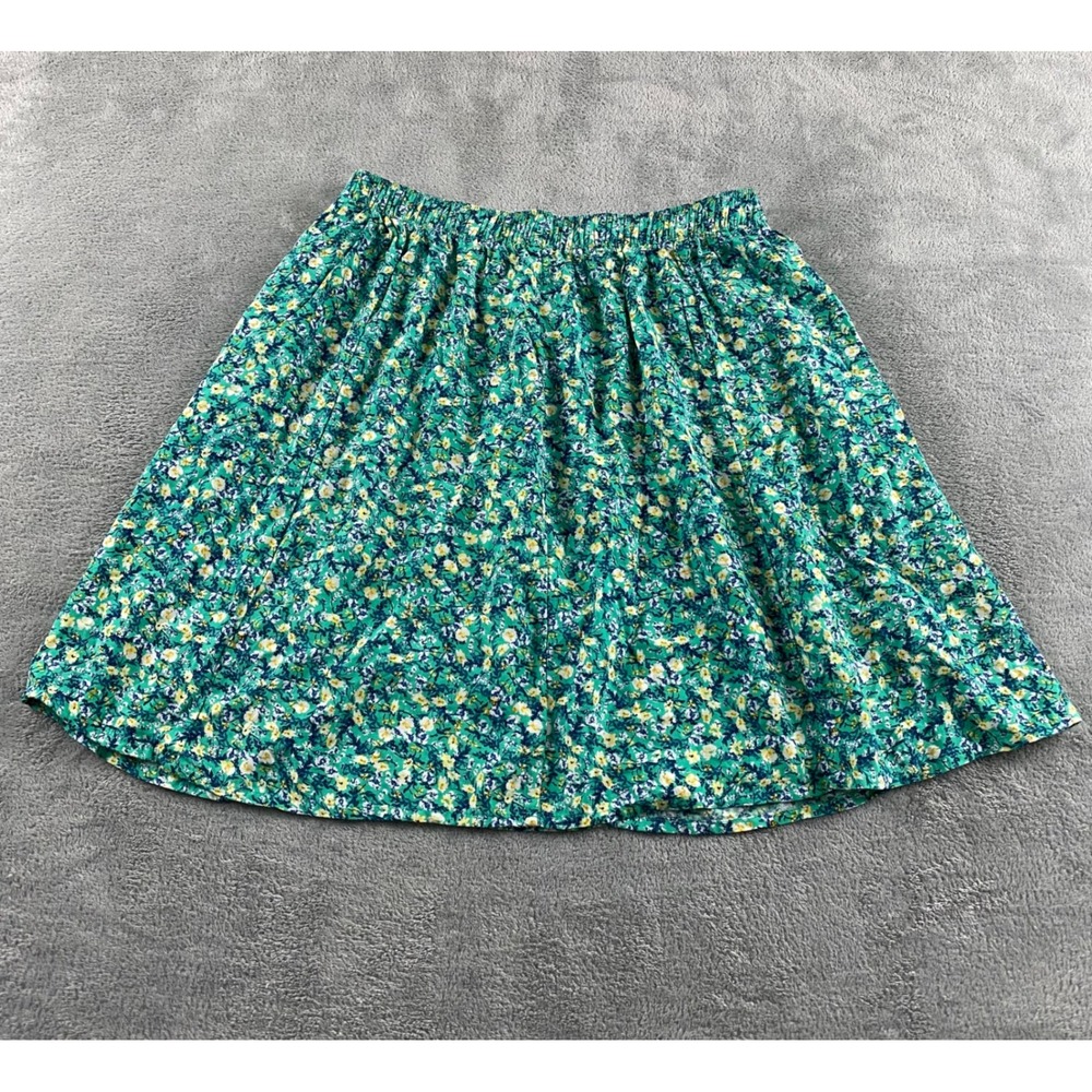 Old Navy Womens Green‎ Ditsy Floral Mini Skirt Elastic Waist Size M Flared Boho
